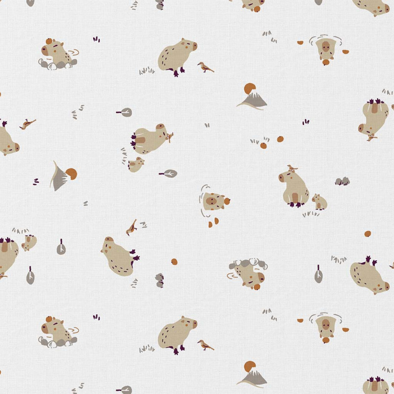 Printed Cotton CAPYBARA White / Linen
